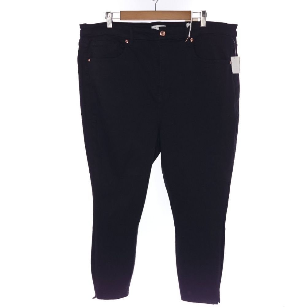 Good American Good Waist Crop Side Slit Black Jeans Womens Size 24 Black001